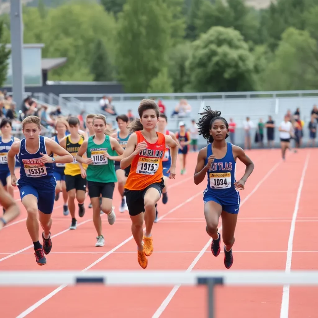 Athletes competing in track and field events at the BYU Invitational
