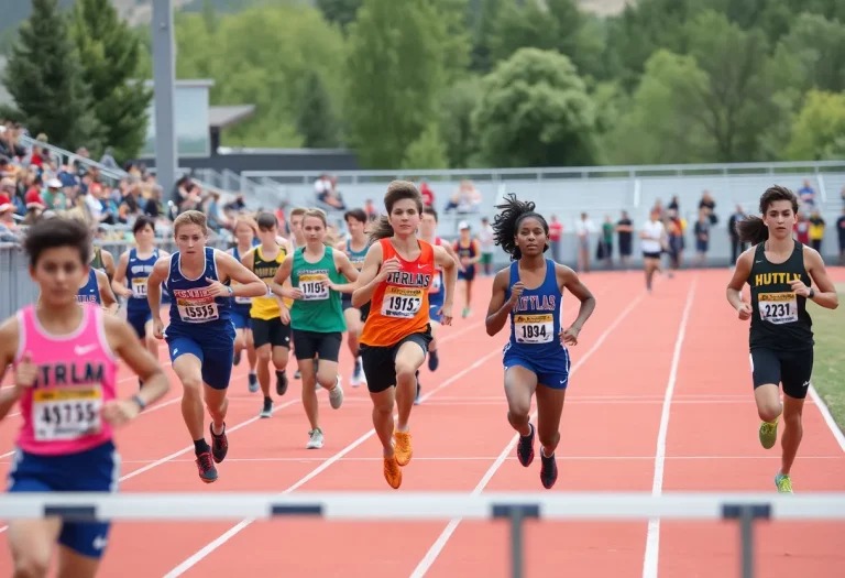 Athletes competing in track and field events at the BYU Invitational