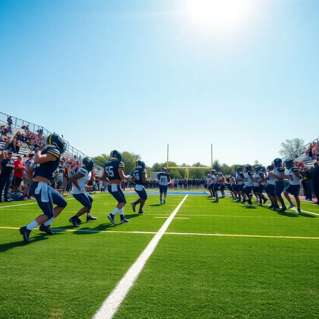 High school football practice at Tri-Cities High School