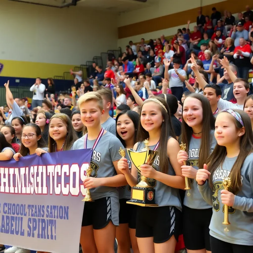 Students celebrating TWHS UIL Lone Star Cup victory