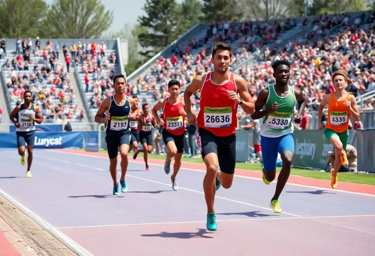 Athletes competing at the Utah High School Track and Field State Meets