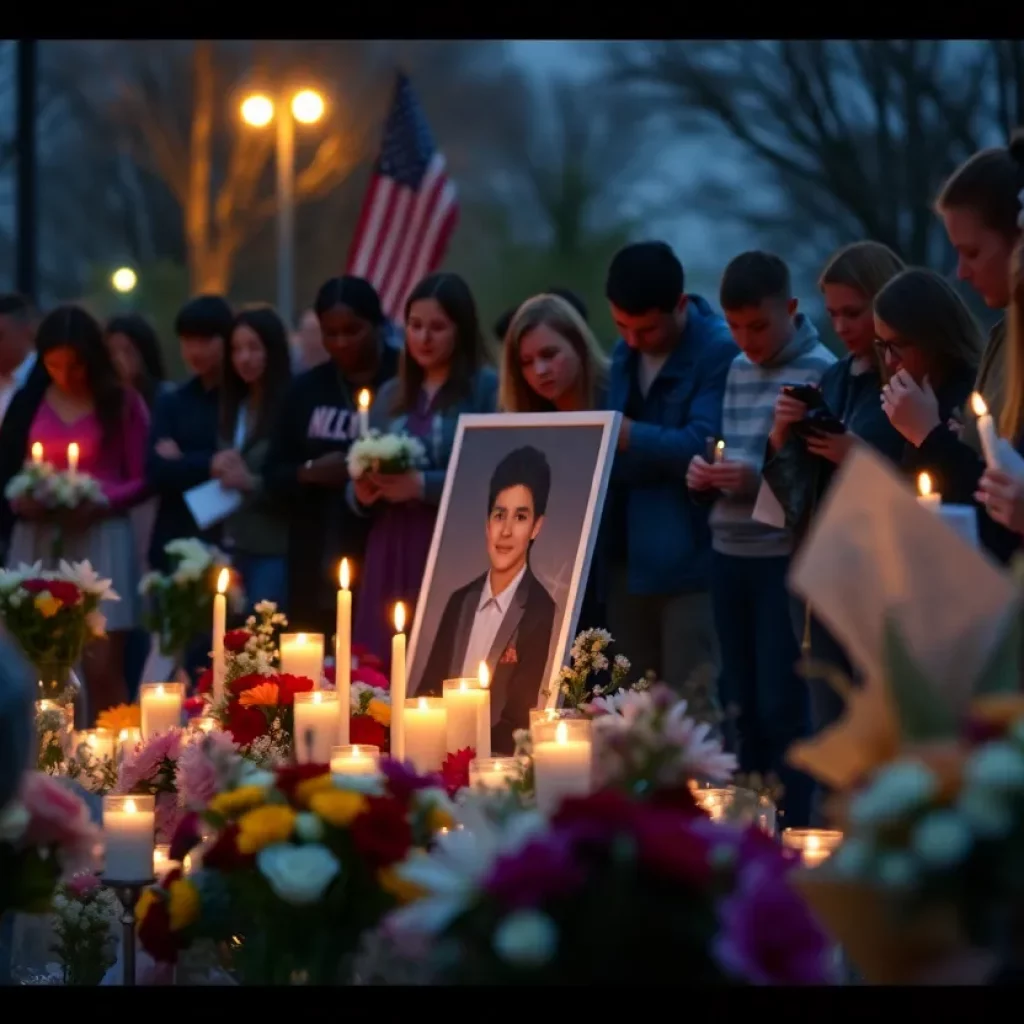 Community vigil honoring the memory of a young tennis player