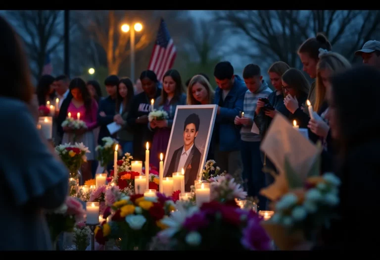 Community vigil honoring the memory of a young tennis player