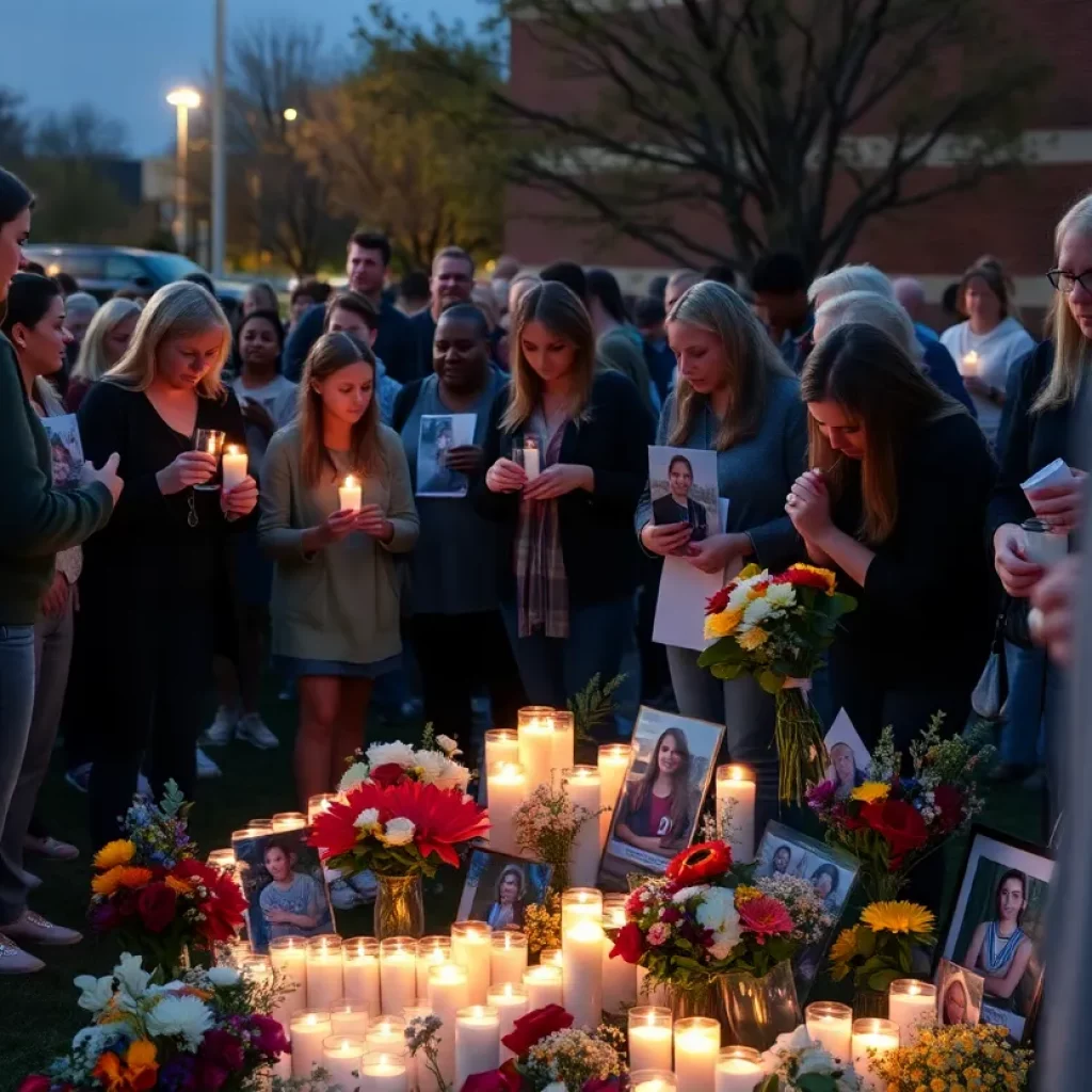 Community vigil for tennis star Braun Levi with candles and flowers