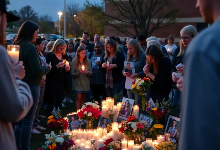 Community vigil for tennis star Braun Levi with candles and flowers