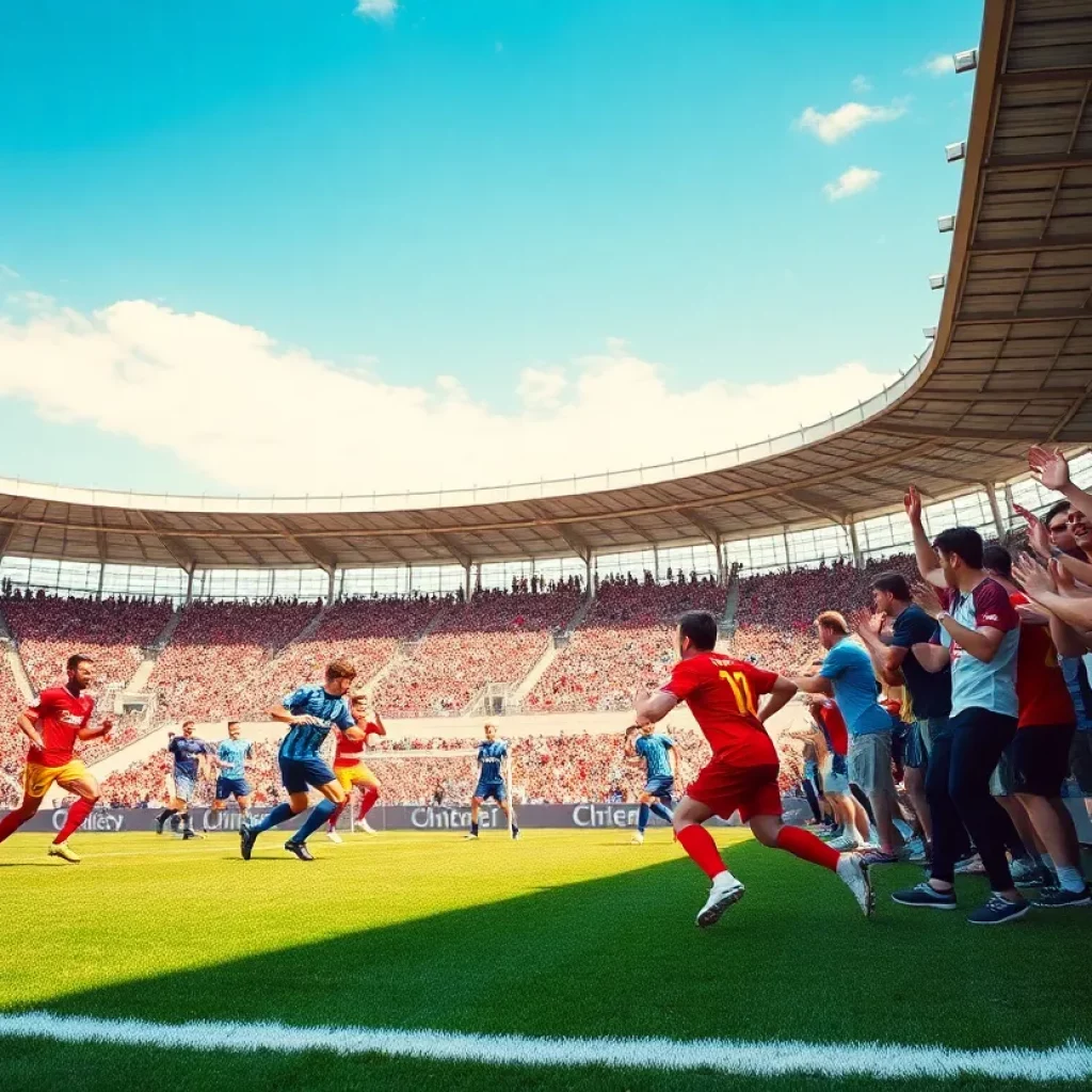 Walton High School soccer match with Lambert High School players on the field