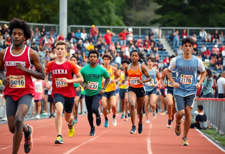 Diverse group of student-athletes competing in a track meet.
