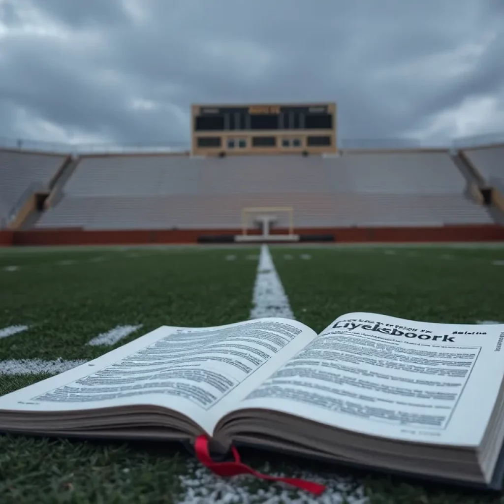 Empty football field representing a team in distress
