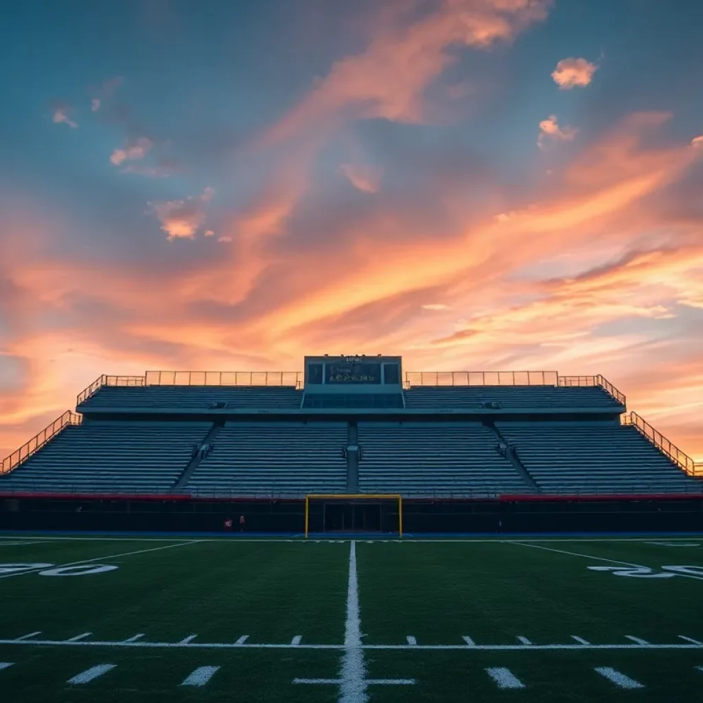 Empty football field at Waynesboro High School