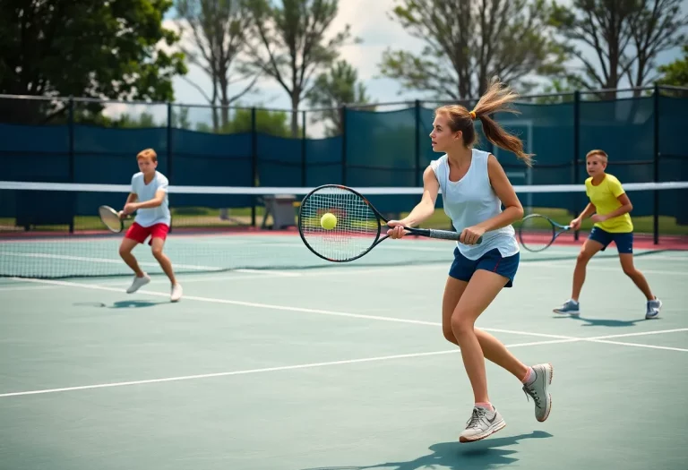 Wellesley High School tennis players in action on the court