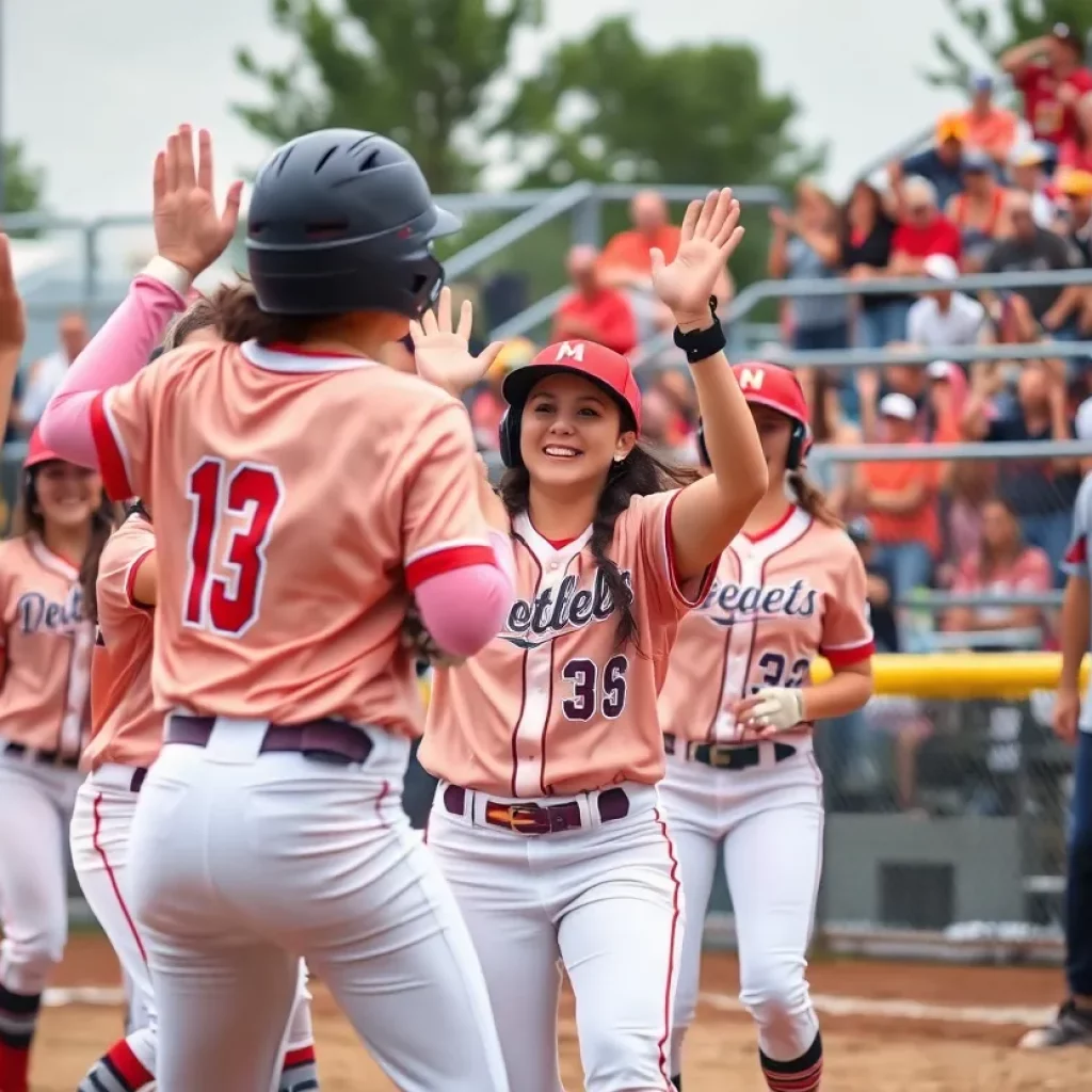 West Seattle High School softball team celebrating their win