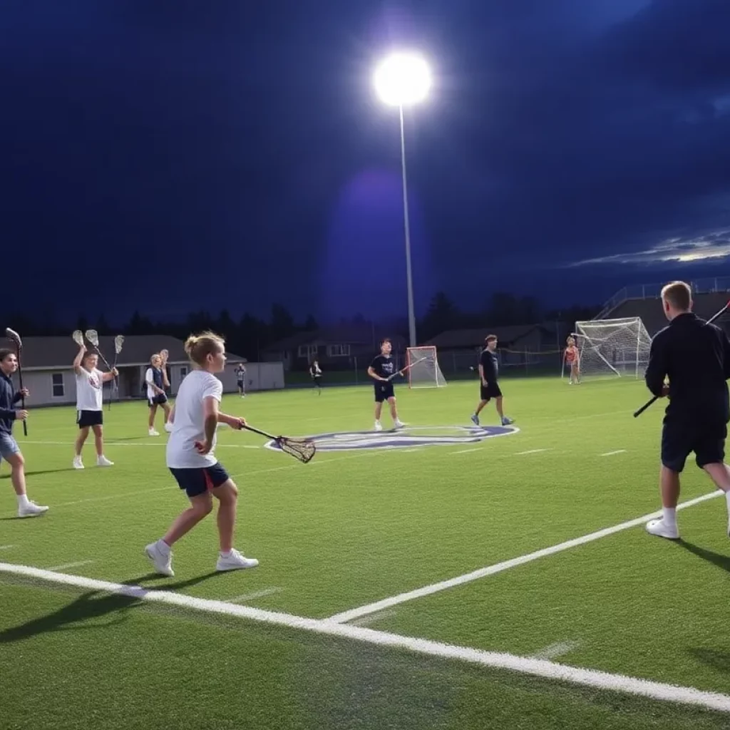 Community gathering at Westhill High School lacrosse field