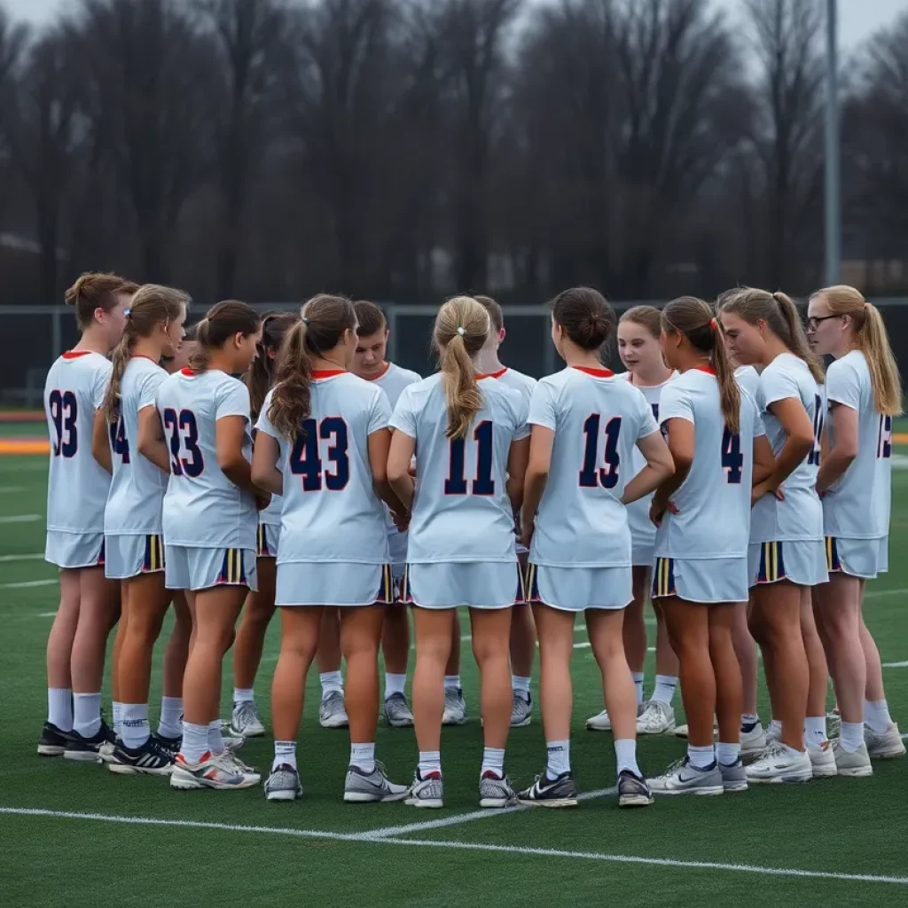 Westhill High School lacrosse players in a serious discussion after a prank incident