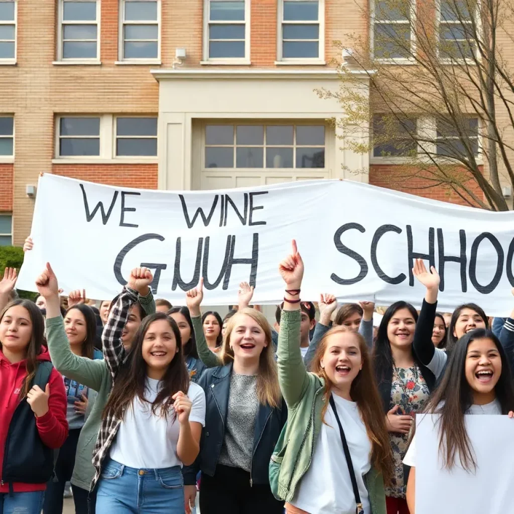 Students protesting for their soccer coach