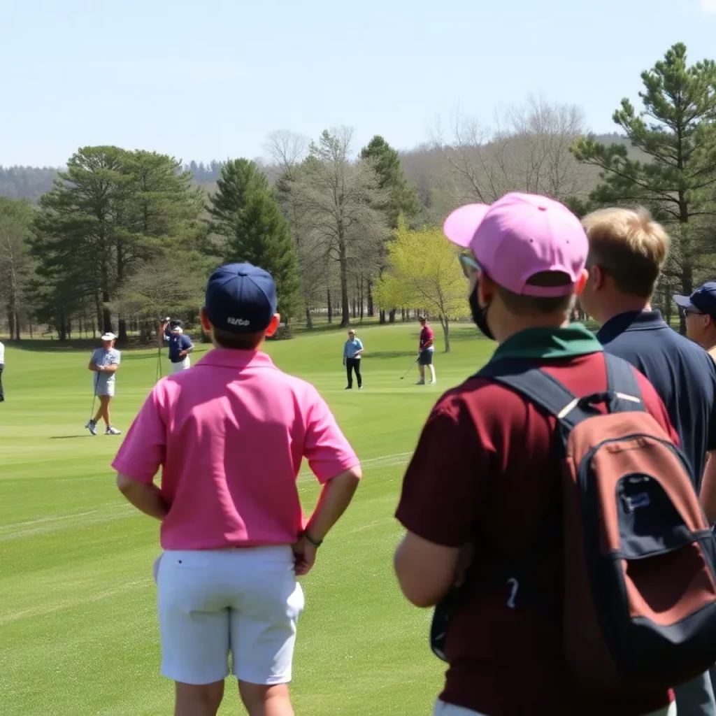 Golfers competing in the Wheatland Golf Tournament on a sunny day