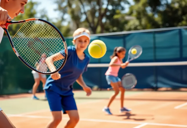Athletes competing in a tennis match at Winter Haven