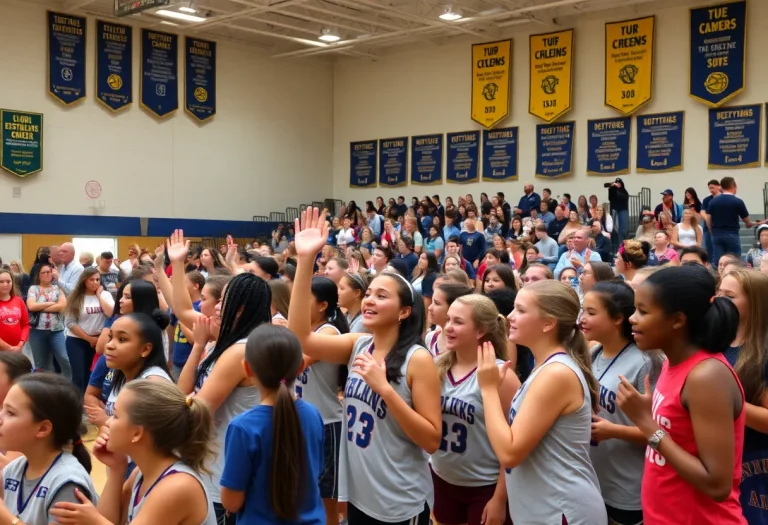 Community members celebrating at the Worcester Girls' Basketball Awards Ceremony