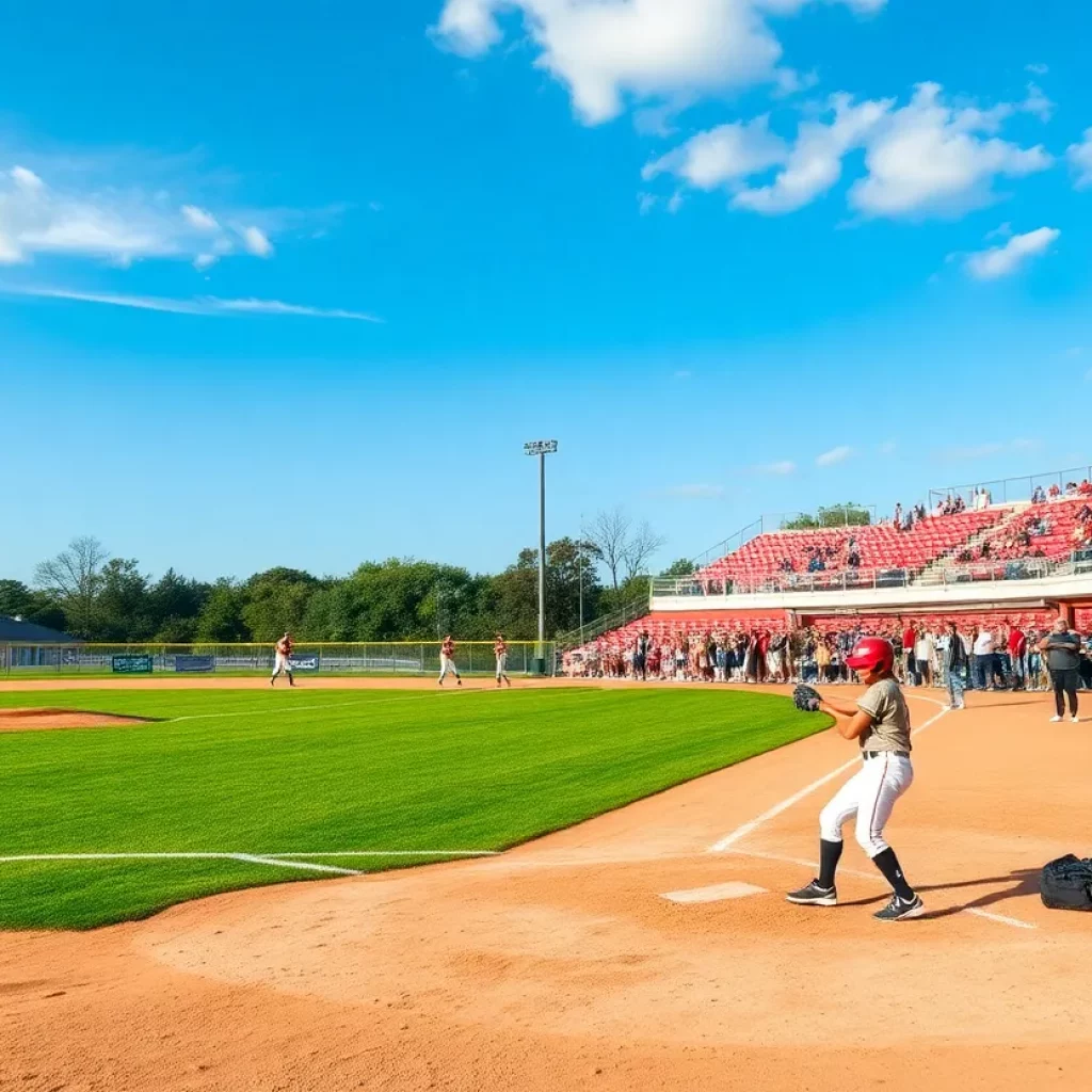 High school softball game in Charleston for the state championships