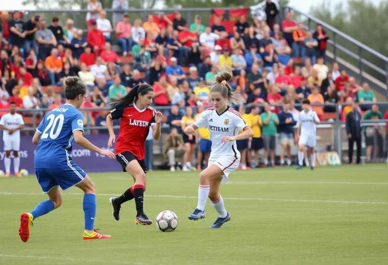 High school soccer players competing in Wyoming's Class 3A soccer match