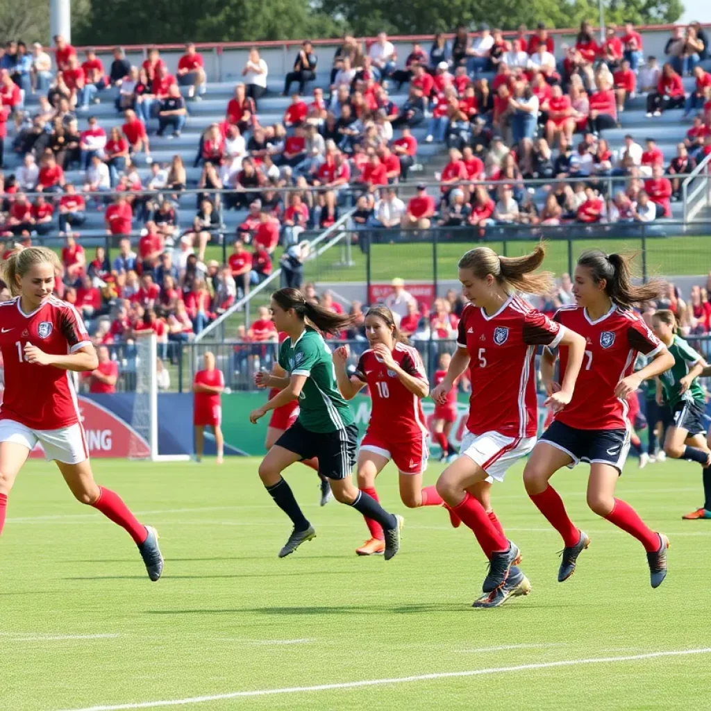 Players competing in the Wyoming High School Soccer Championships