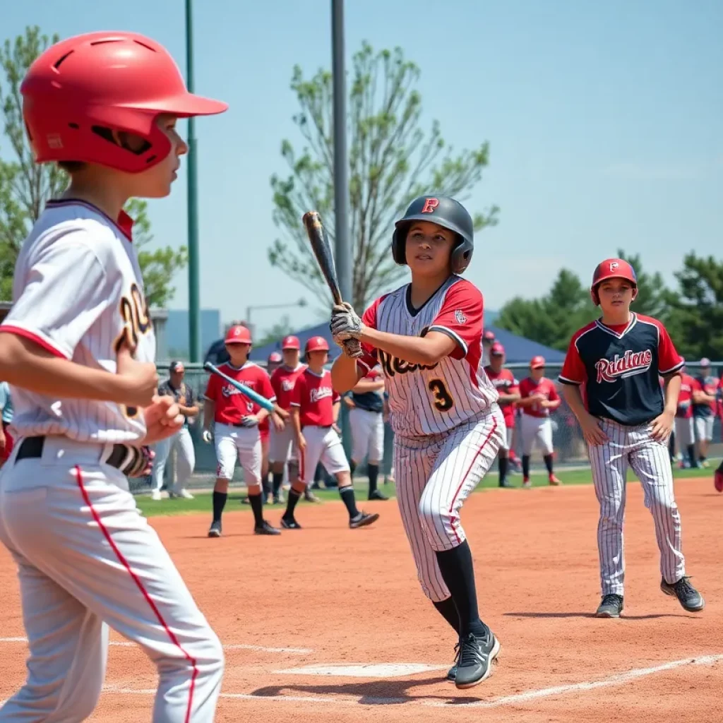 Young baseball players showcasing talent during a game.