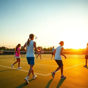 Young tennis players showcasing teamwork on the court