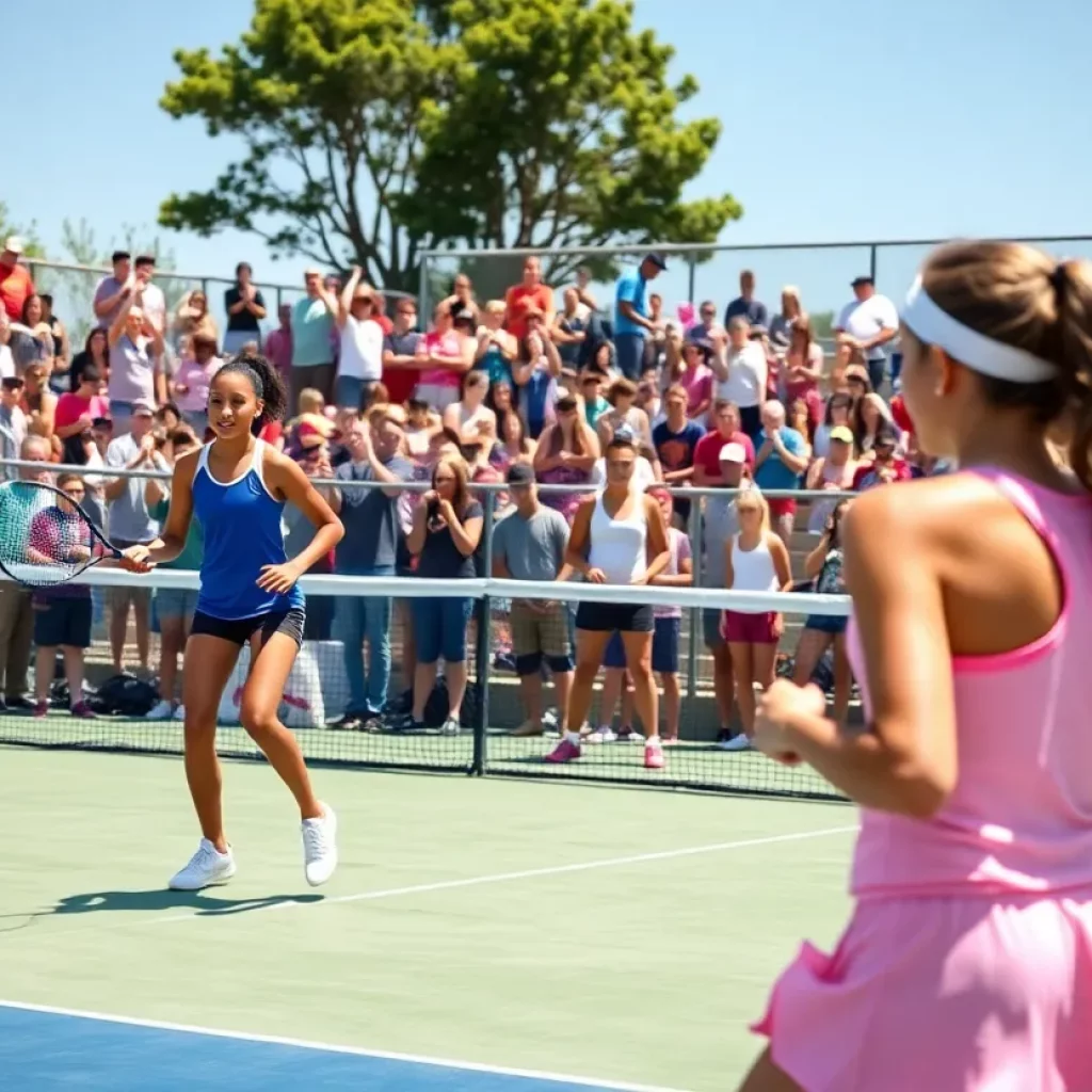 Girls tennis players competing on the court