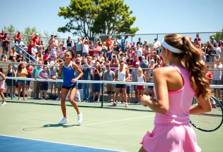 Girls tennis players competing on the court