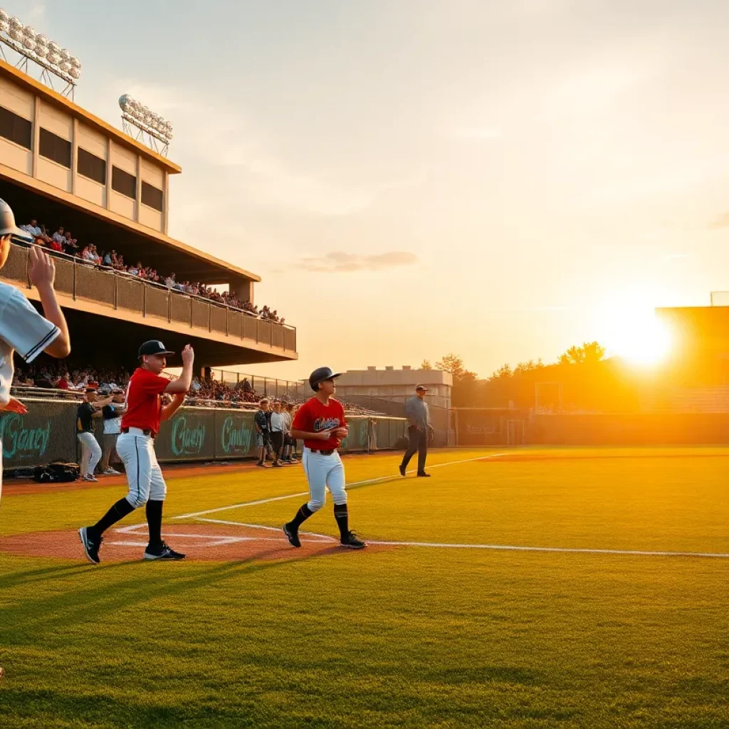 Young baseball players playing at the All-Tidewater Classic