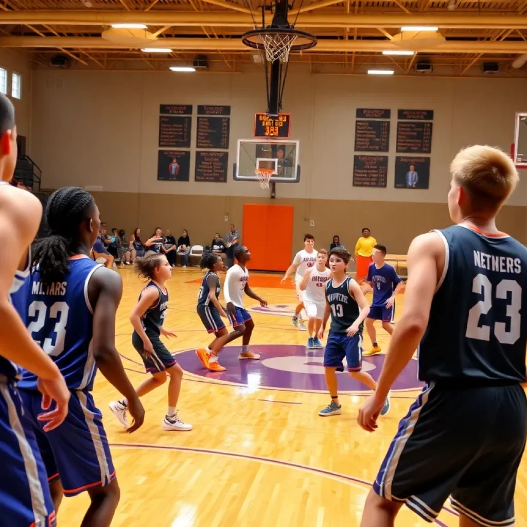 Diverse players participating in a high school basketball game in Arizona