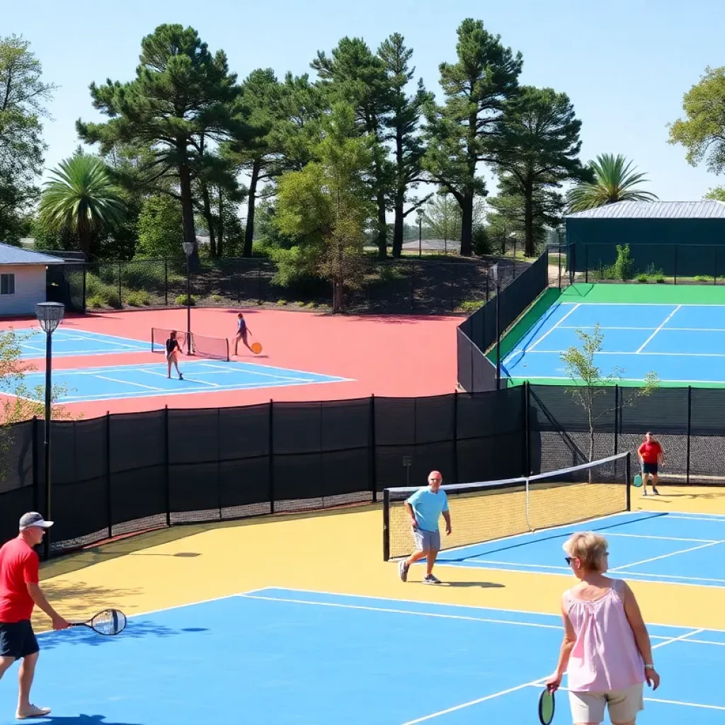 Newly opened tennis and pickleball courts in Avon Lake with people playing