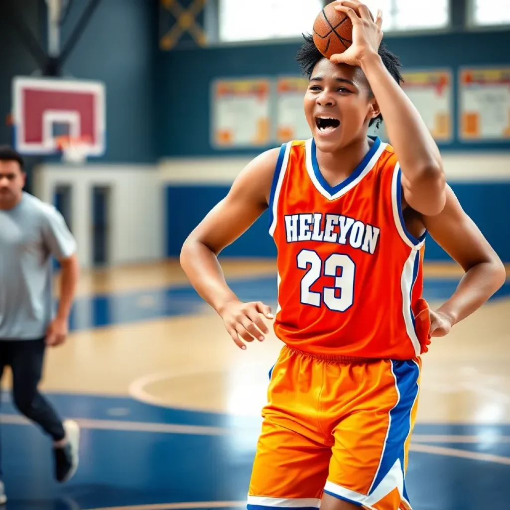 Vibrant basketball scene showcasing school pride