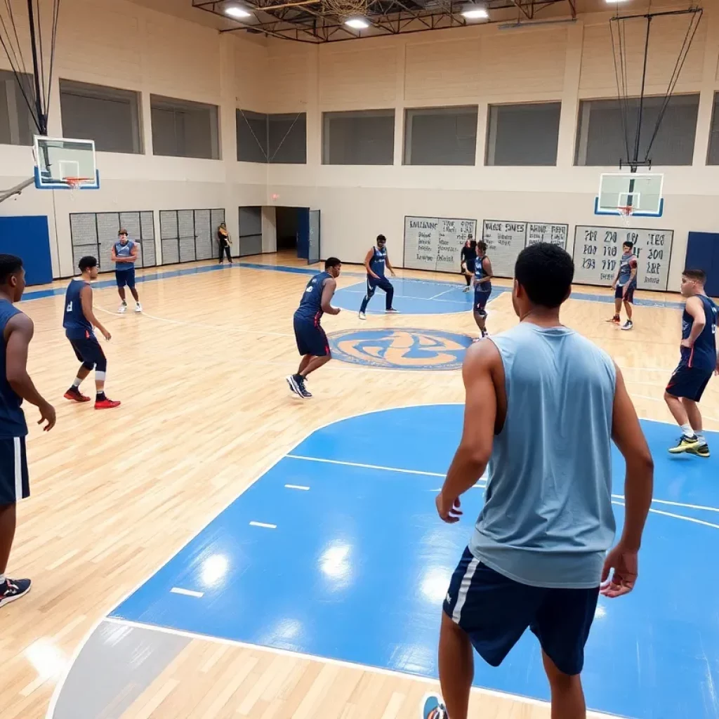Players practicing basketball at Goodyear Millennium High School