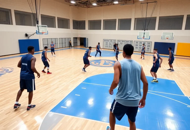 Players practicing basketball at Goodyear Millennium High School