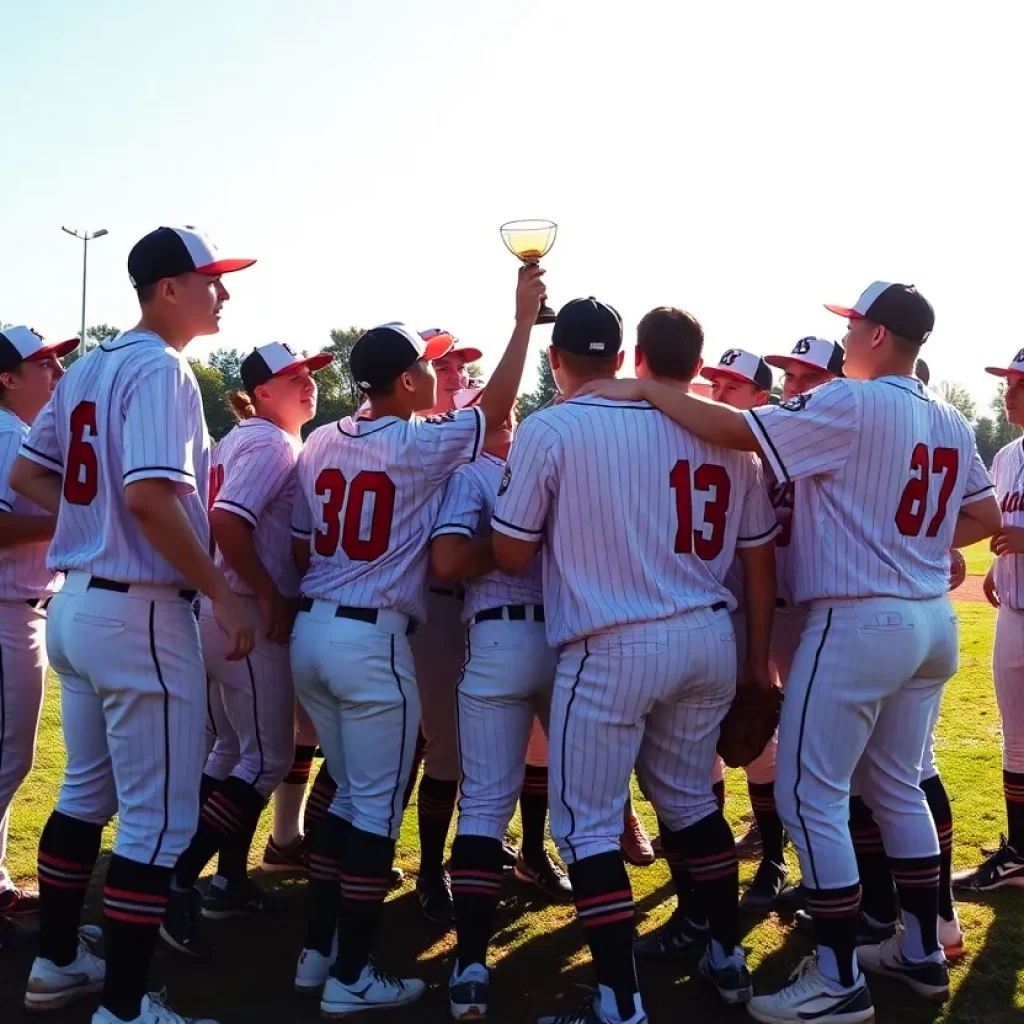 Bay City Western baseball team celebrating a district championship victory