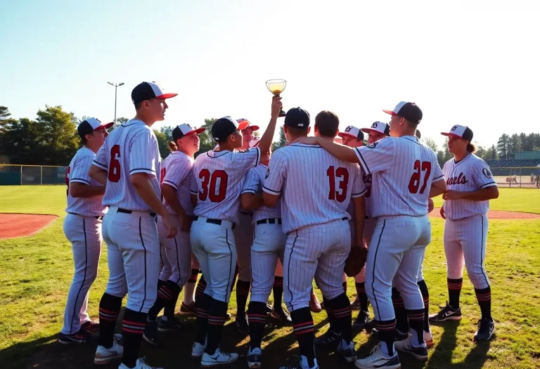 Bay City Western baseball team celebrating a district championship victory