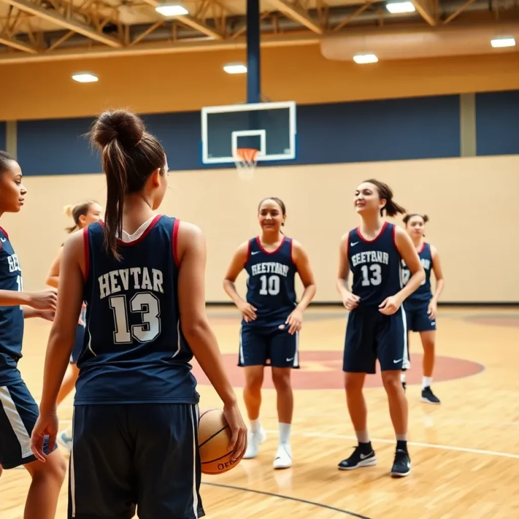 Bishop Brossart girls basketball team in action during practice