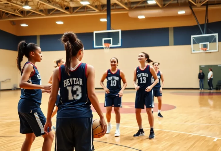 Bishop Brossart girls basketball team in action during practice