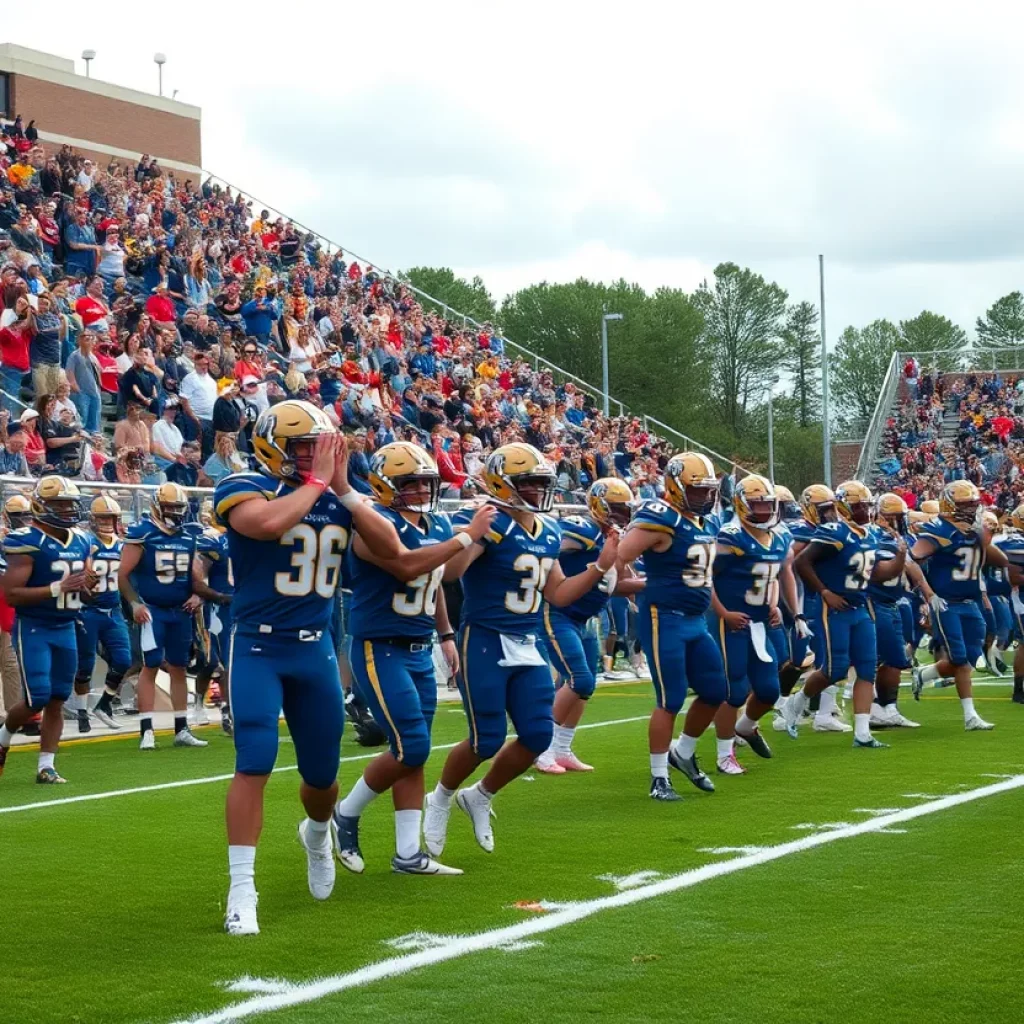 Branford Buccaneers football team celebrating a touchdown