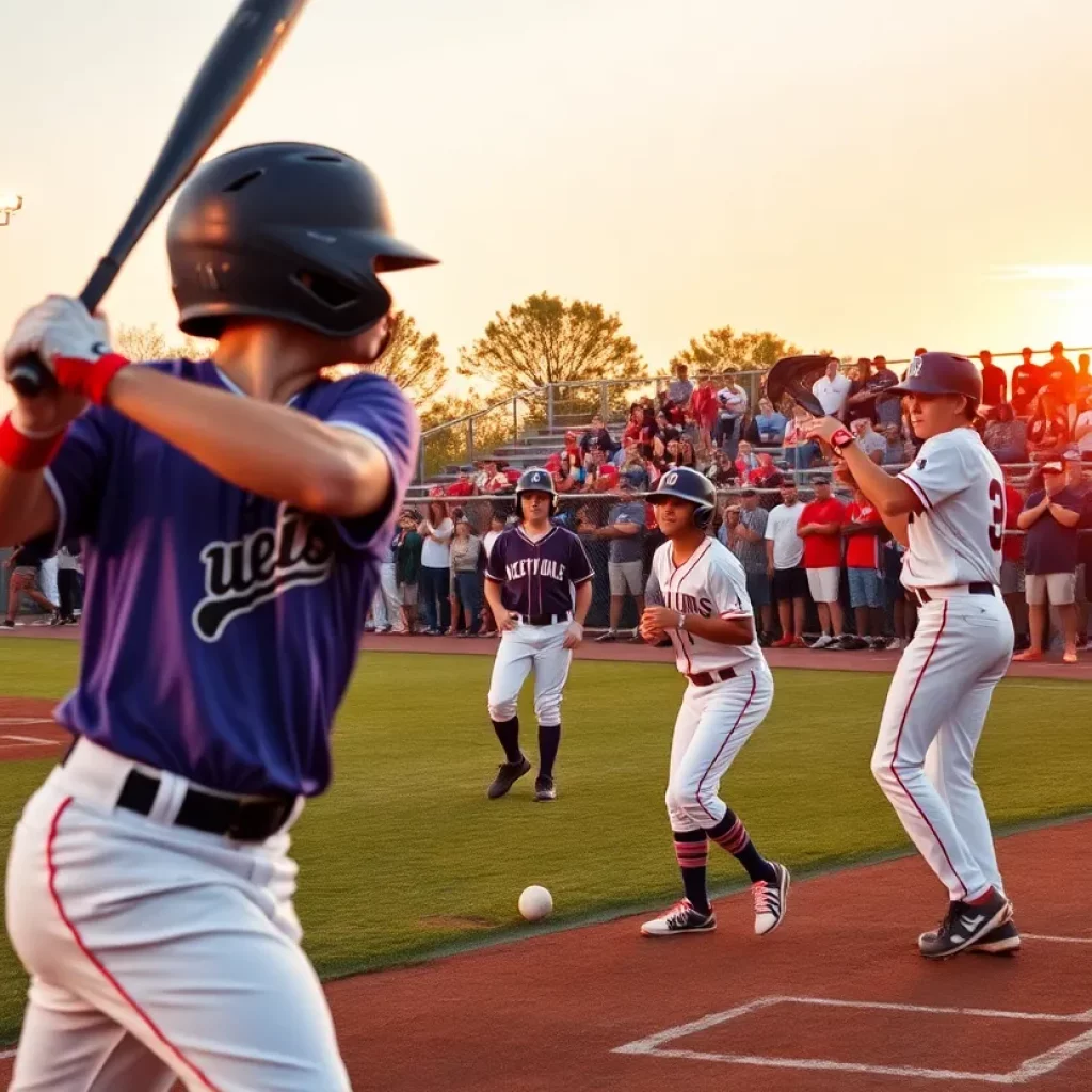 High school baseball players in action during a game