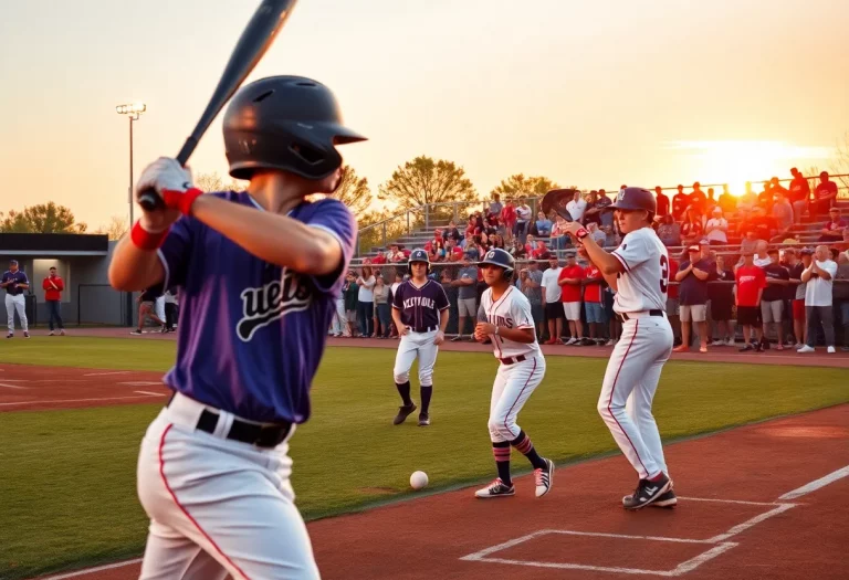 High school baseball players in action during a game