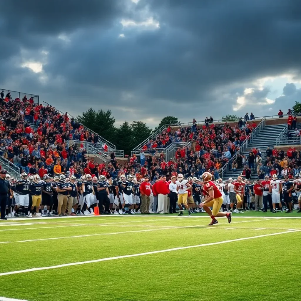 Dynamic football game at Brockton High School stadium