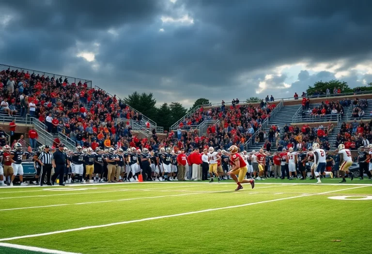 Dynamic football game at Brockton High School stadium