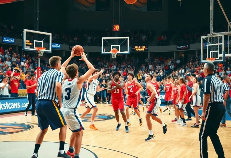 Dynamic scene of a girls basketball game in Bucks County.