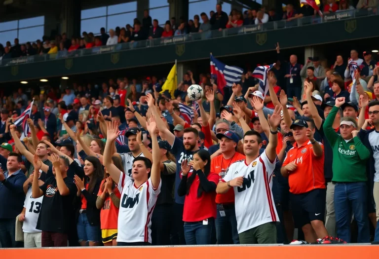 Fans cheering at a sports event in Buffalo