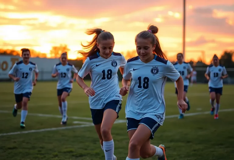 High school soccer player in action during a game
