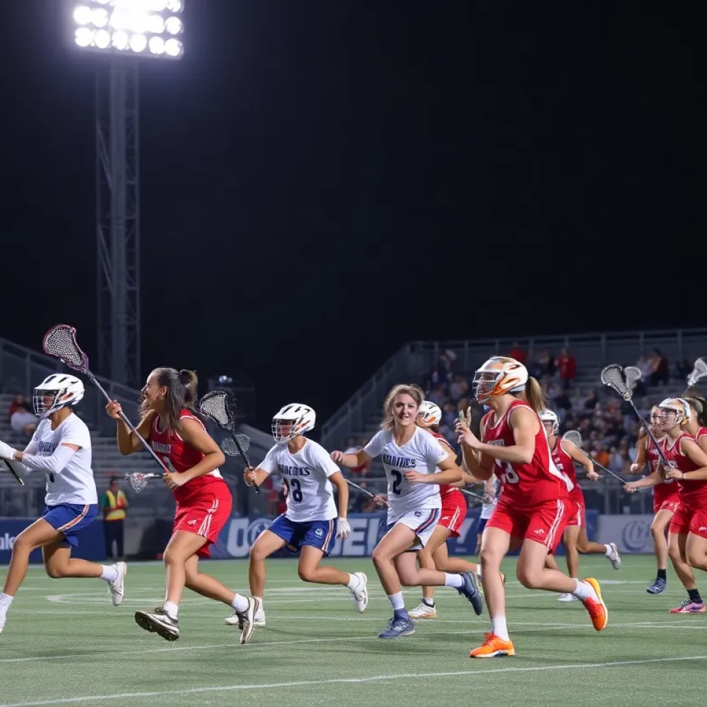 Calvert Hall Boys Lacrosse team celebrating their championship victory