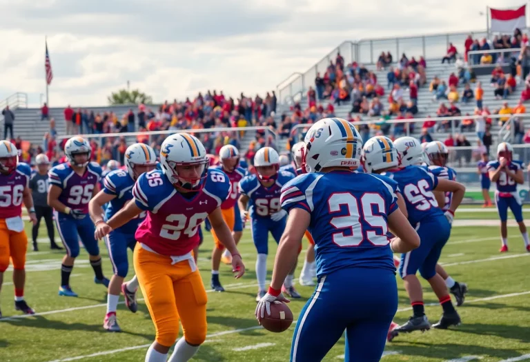 High school football practice in Central Indiana