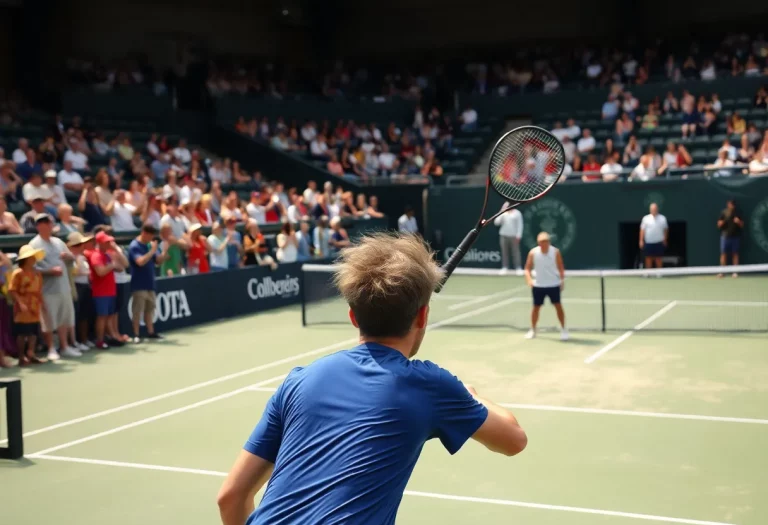 Tennis players competing in a championship match
