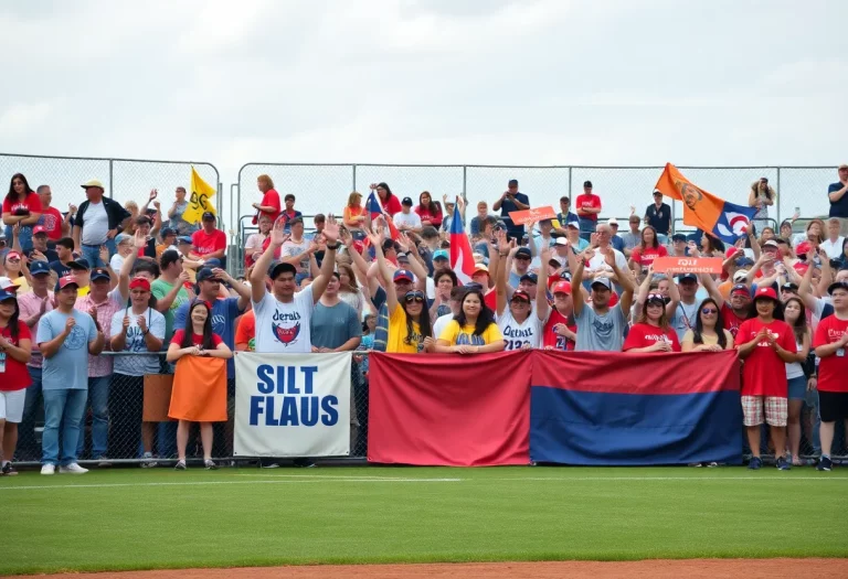 Fans celebrating Cherokee's baseball championship victory at the stadium